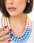 Collana girocollo a tre fili con sfere in acrilico multicolore - Mya Accessories