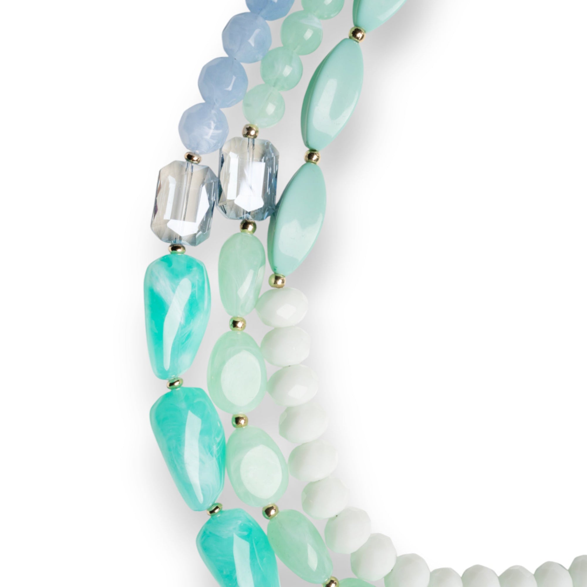 Collana a tre fili con pietre in vetro ed acrilico tono verde - Mya Accessories