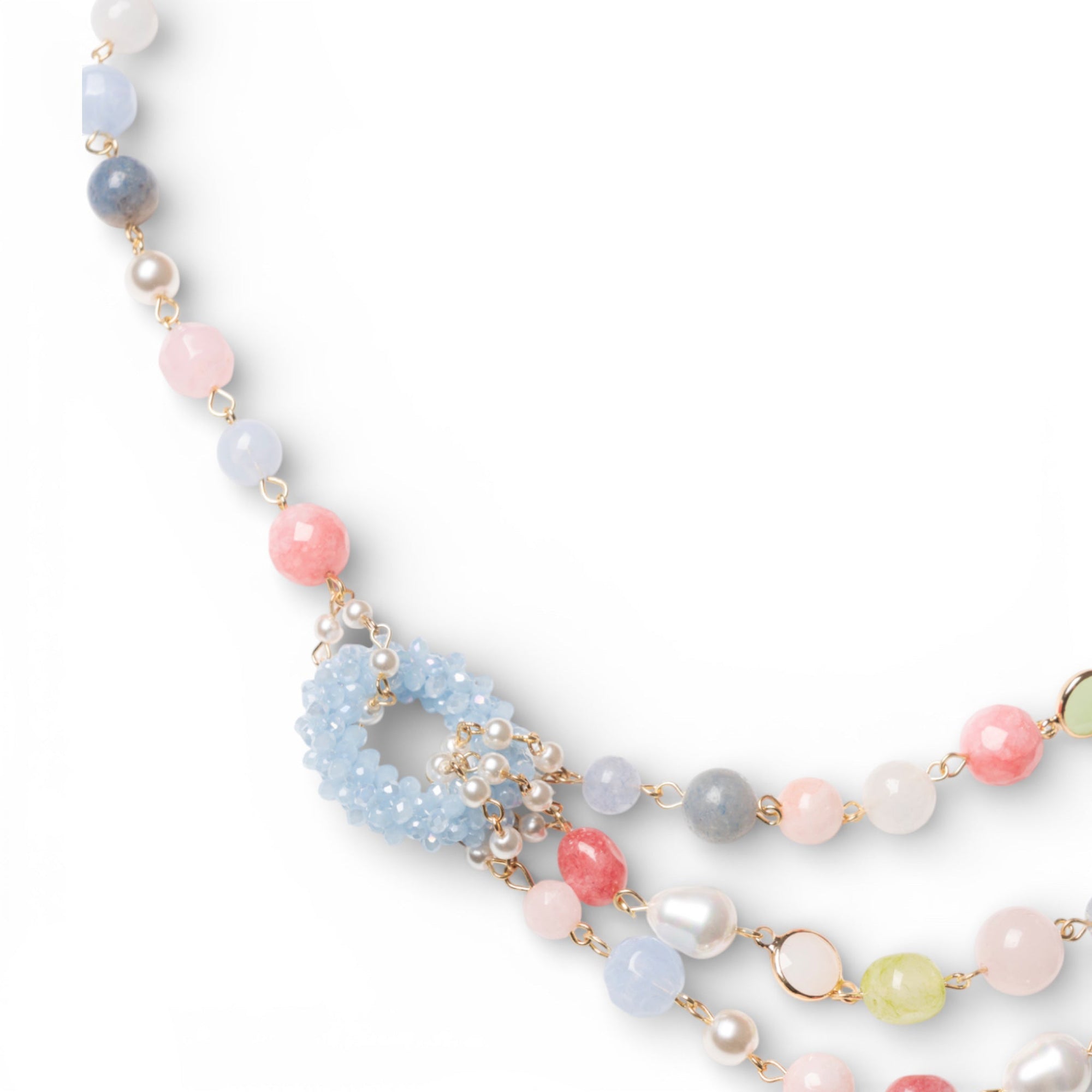 Collana girocollo multilinee con pietre dure e vetro multicolore - Mya Accessories