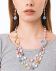 Collana girocollo multilinee con pietre dure e vetro multicolore - Mya Accessories