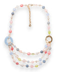 Collana girocollo multilinee con pietre dure e vetro multicolore - Mya Accessories