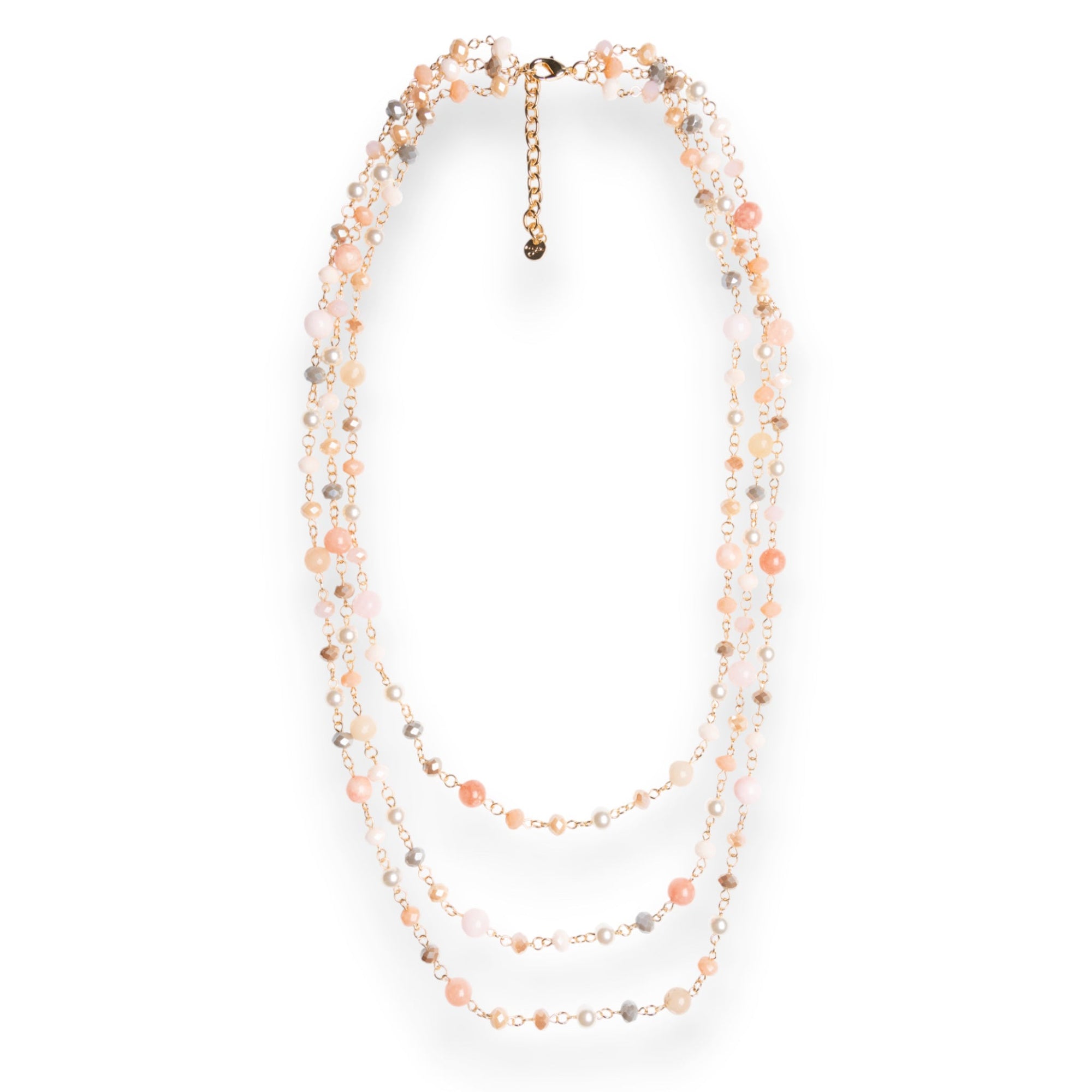 Collana multi filo con pietre dure e vetro tono rosa - Mya Accessories