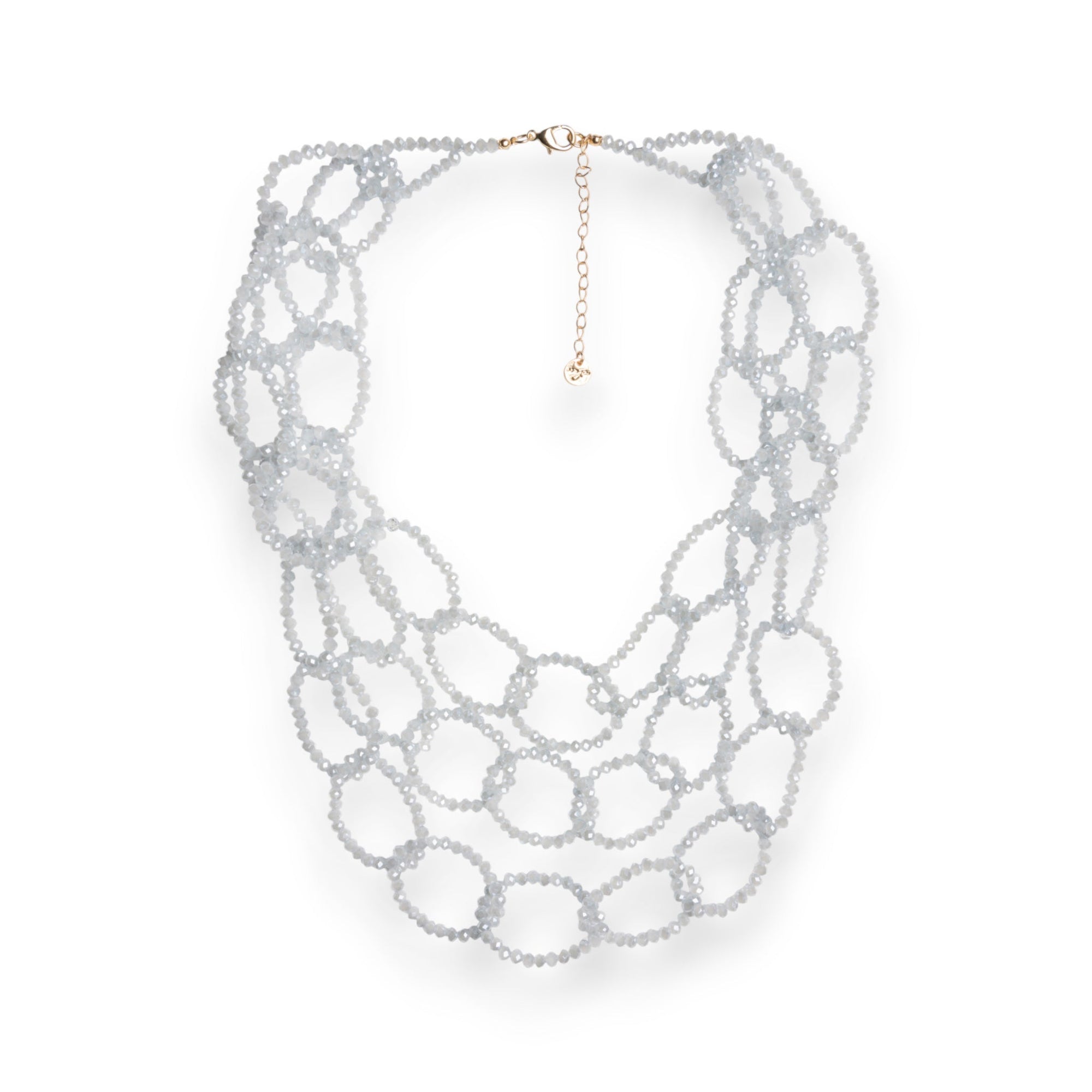 Collana multi fili strutturata con pietre in vetro grigio - Mya Accessories