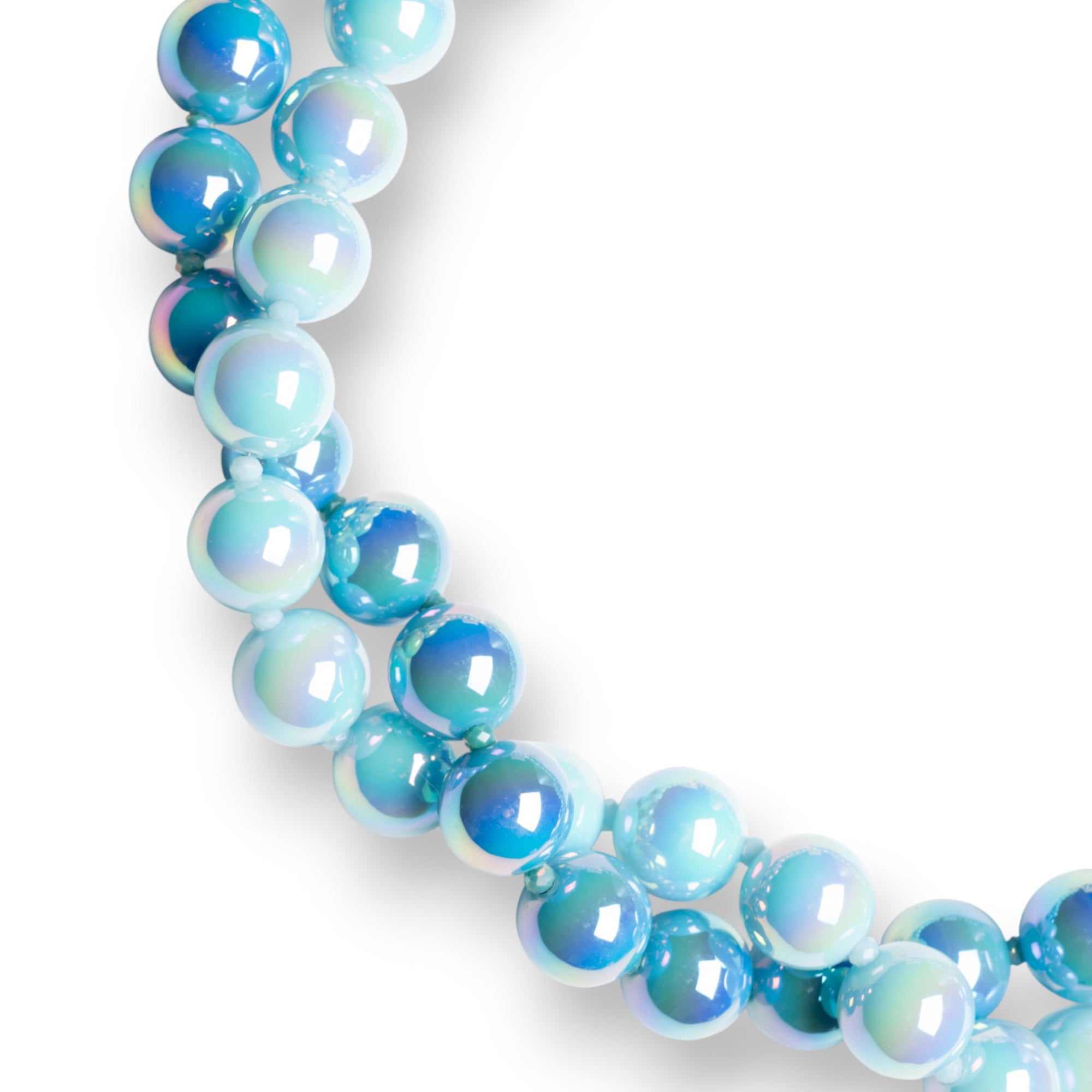 Collana girocollo con due fili di sfere in acrilico lucide tono blu - Mya Accessories