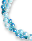 Collana girocollo con due fili di sfere in acrilico lucide tono blu - Mya Accessories