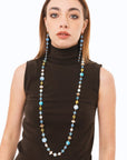 Collana lunga con pietre dure e vetro tono azzurro - Mya Accessories