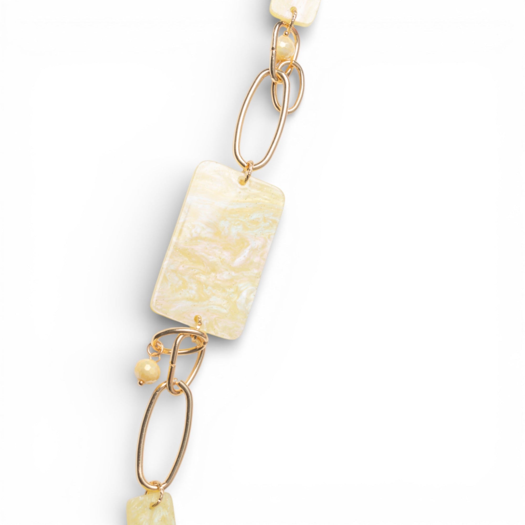 Collana lunga a catena con pietre rettangolari in acrilico gialle - Mya Accessories