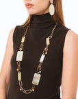 Collana lunga a catena con pietre rettangolari in acrilico gialle - Mya Accessories
