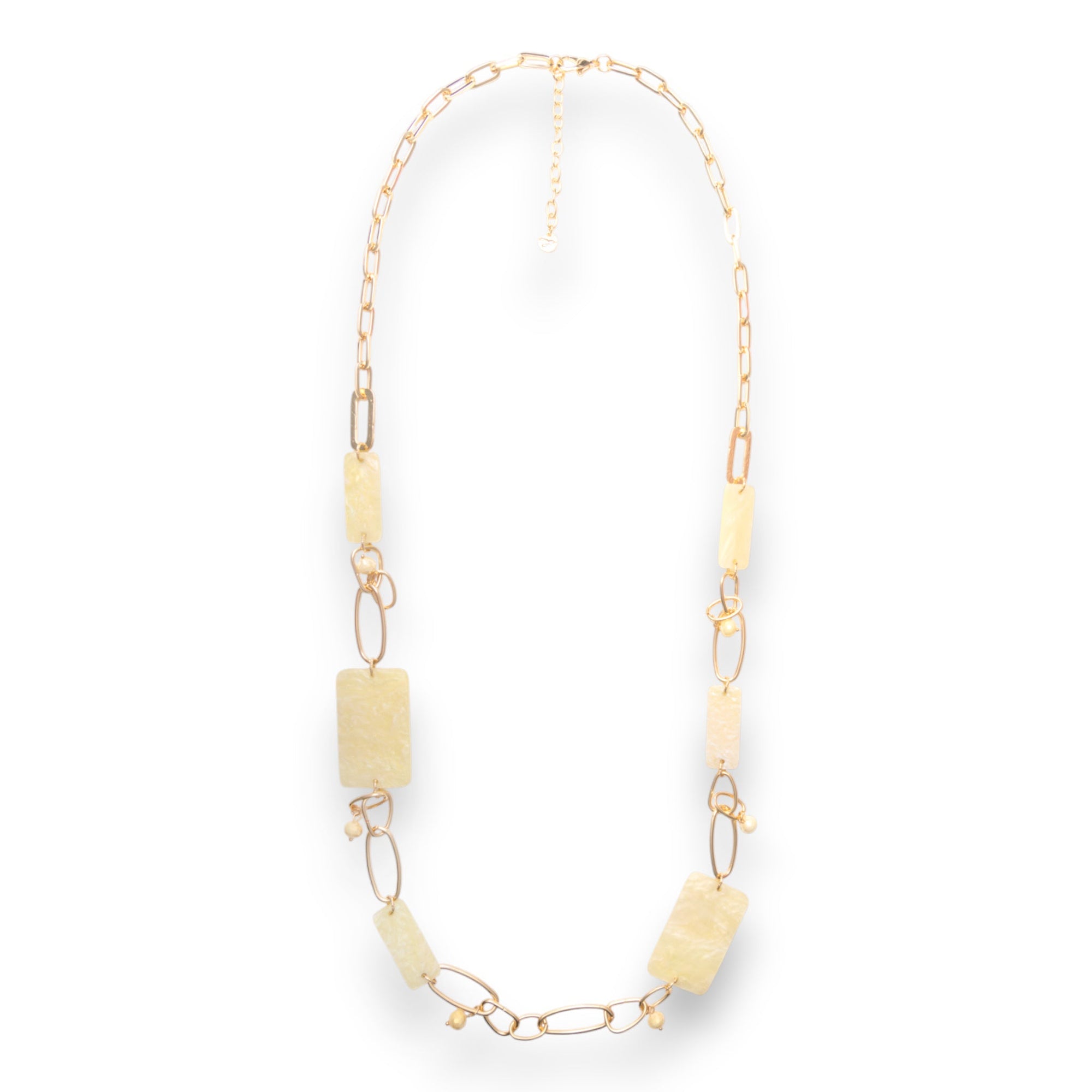 Collana lunga a catena con pietre rettangolari in acrilico gialle - Mya Accessories