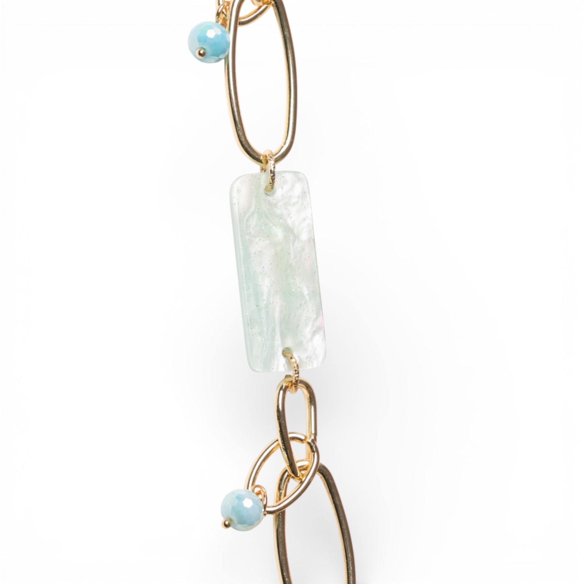 Collana lunga a catena con pietre rettangolari in acrilico verde - Mya Accessories