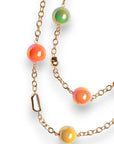 Collana lunga a due linee in catena con sfere in acrilico lucide multicolore - Mya Accessories