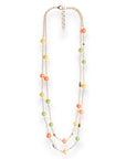Collana lunga a due linee in catena con sfere in acrilico lucide multicolore - Mya Accessories
