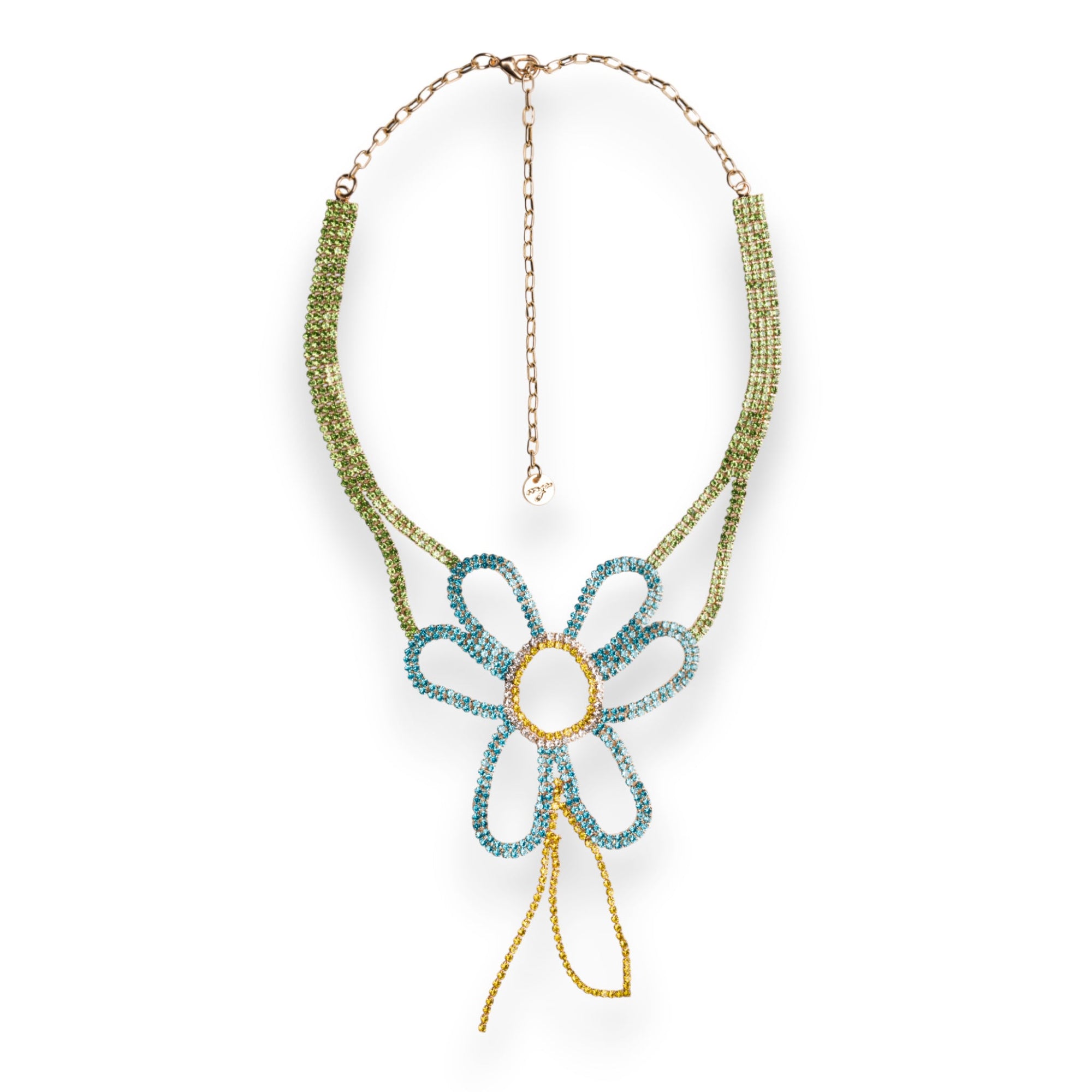 Collana girocollo in filo di strass con pietre in vetro design a fiore multicolore - Mya Accessories