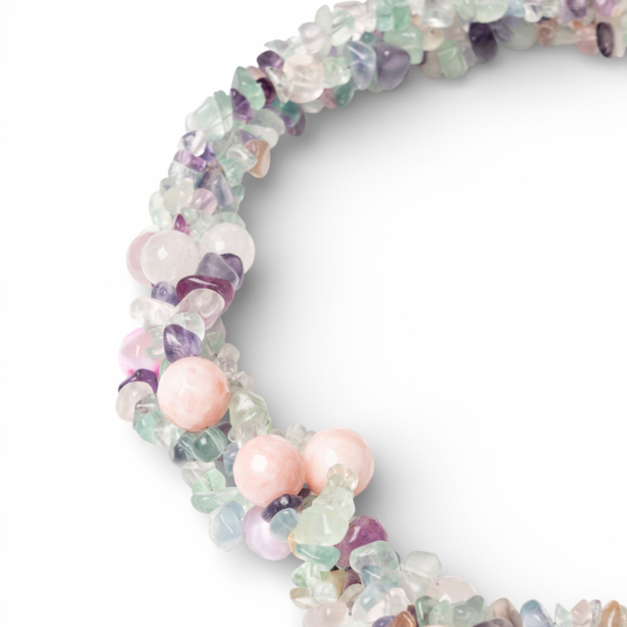 Collana girocollo con intreccio di pietre dure grigie e rosa - Mya Accessories