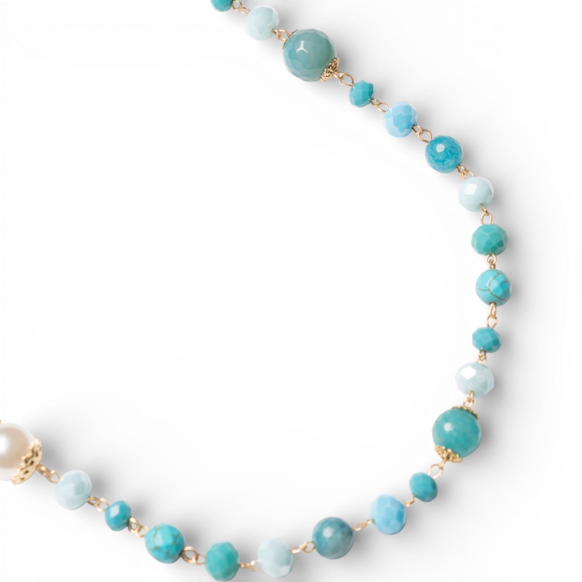 Collana lunga con pietre dure tono turchese - Mya Accessories