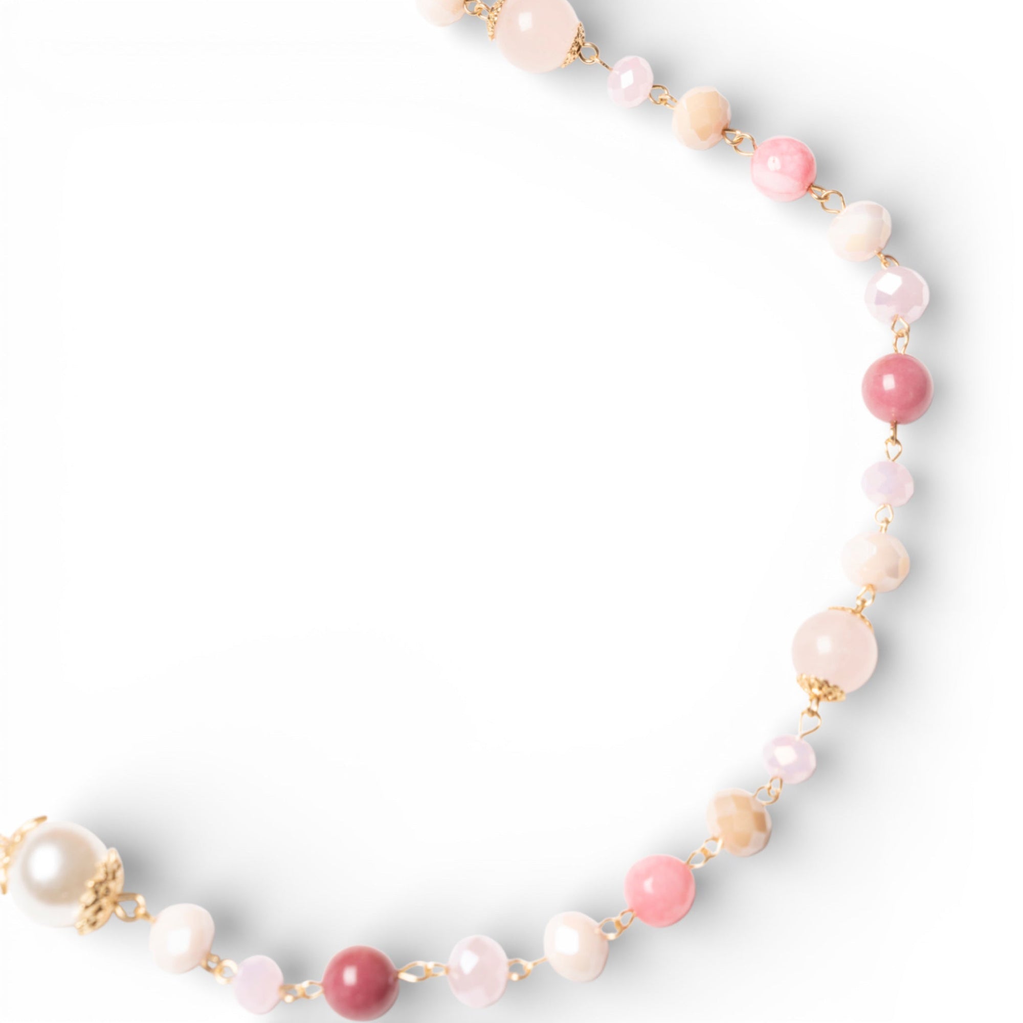 Collana lunga con pietre dure tono rosa - Mya Accessories