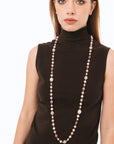 Collana lunga con pietre dure tono rosa - Mya Accessories