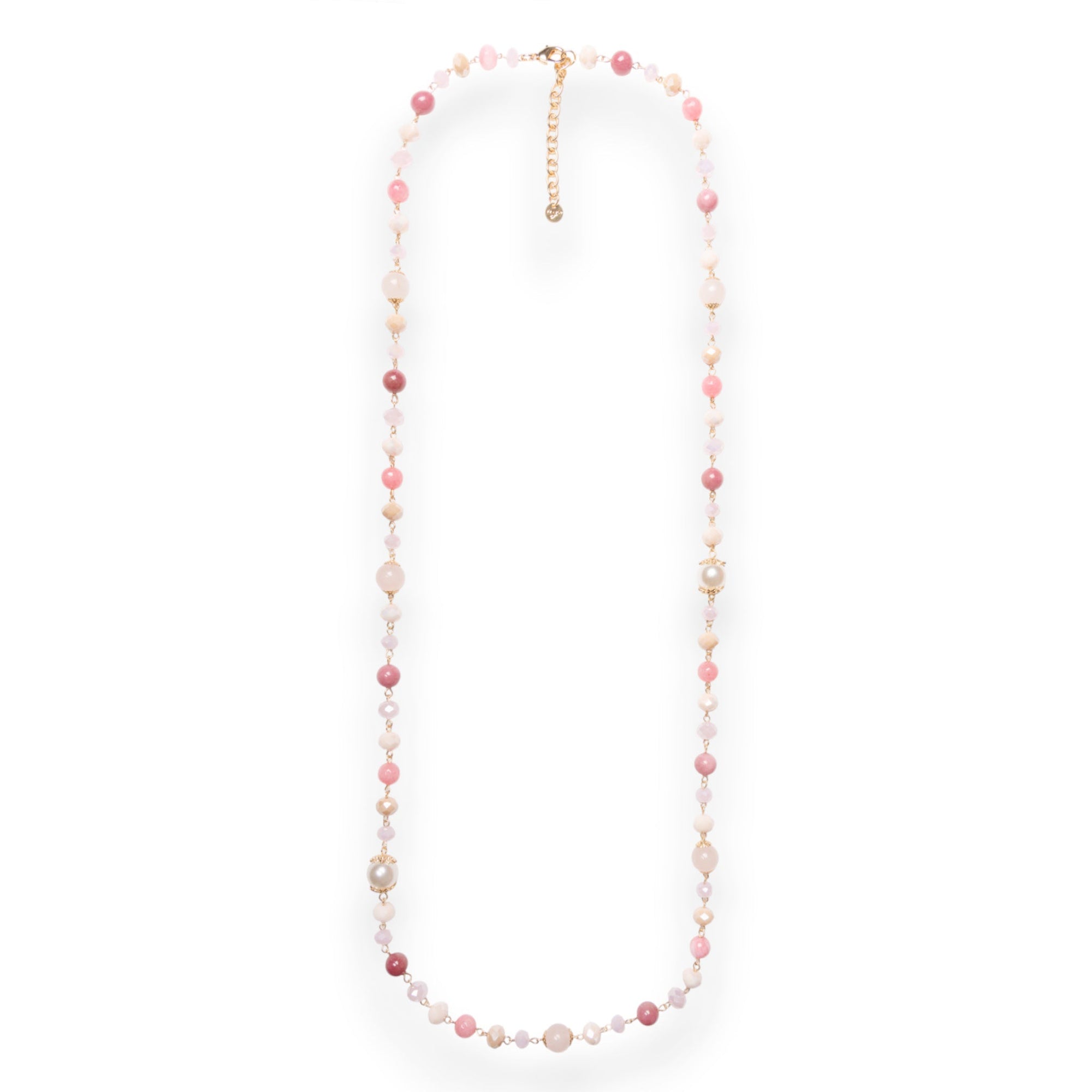 Collana lunga con pietre dure tono rosa - Mya Accessories