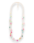 Collana lunga a due linee di perle in acrilico con inserti in vetro multicolore - Mya Accessories