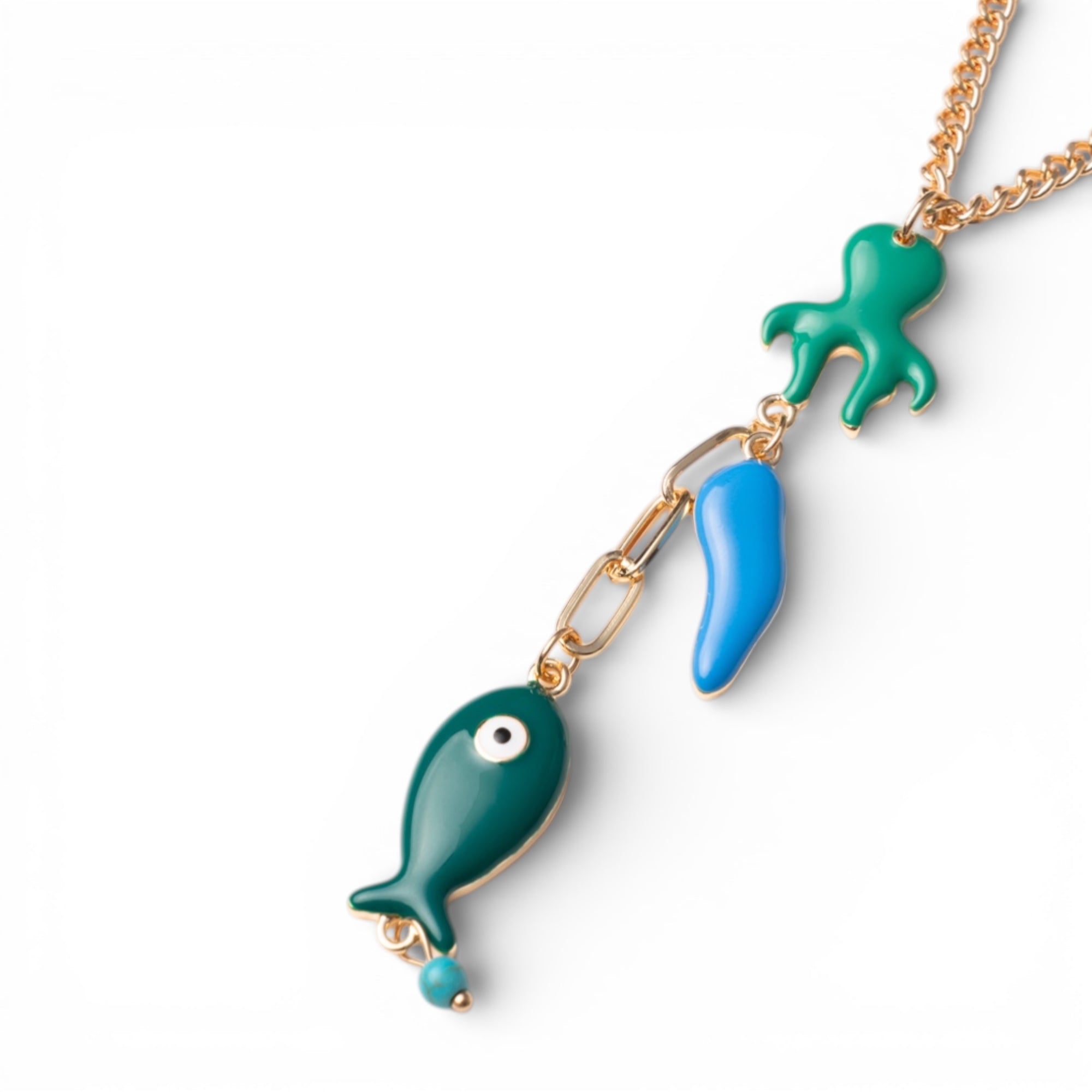 Collana a catena sottile con pendenti charms marini smaltati - Mya Accessories