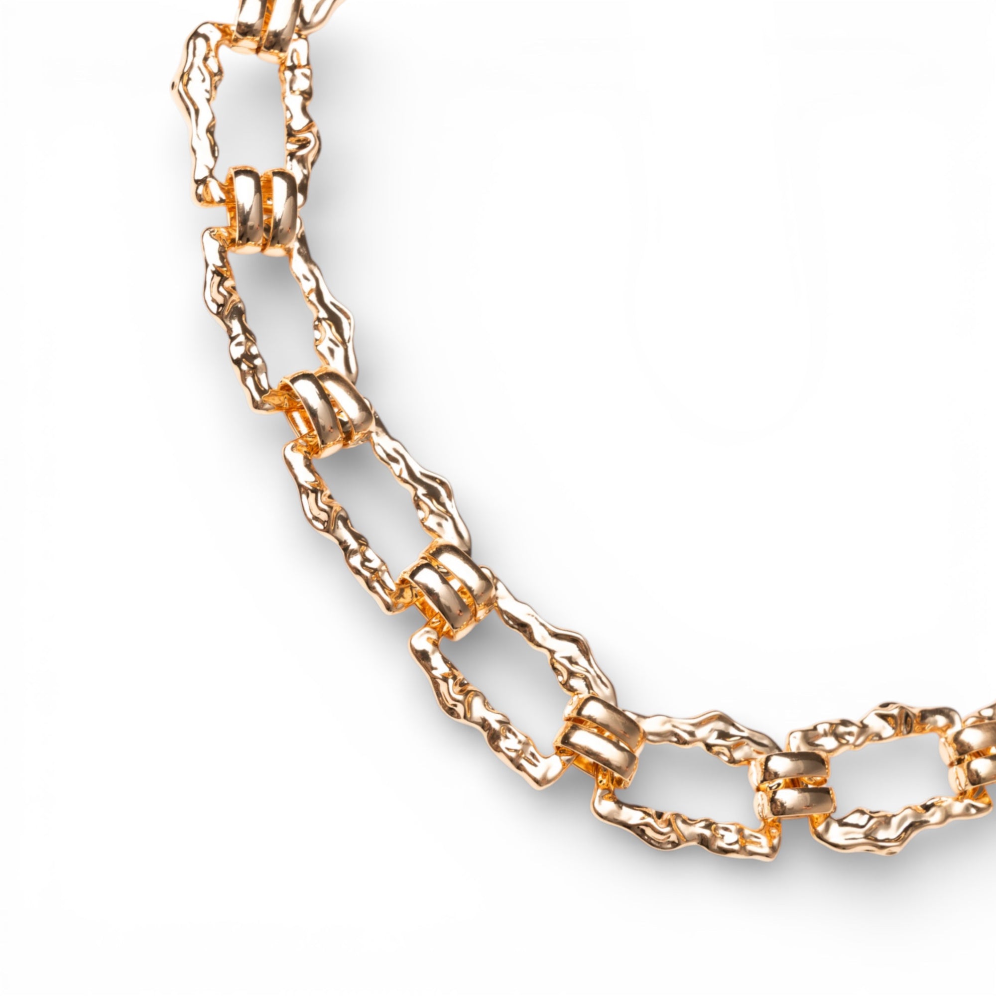Collana girocollo in metallo con maglia rettangolare martellata - Mya Accessories
