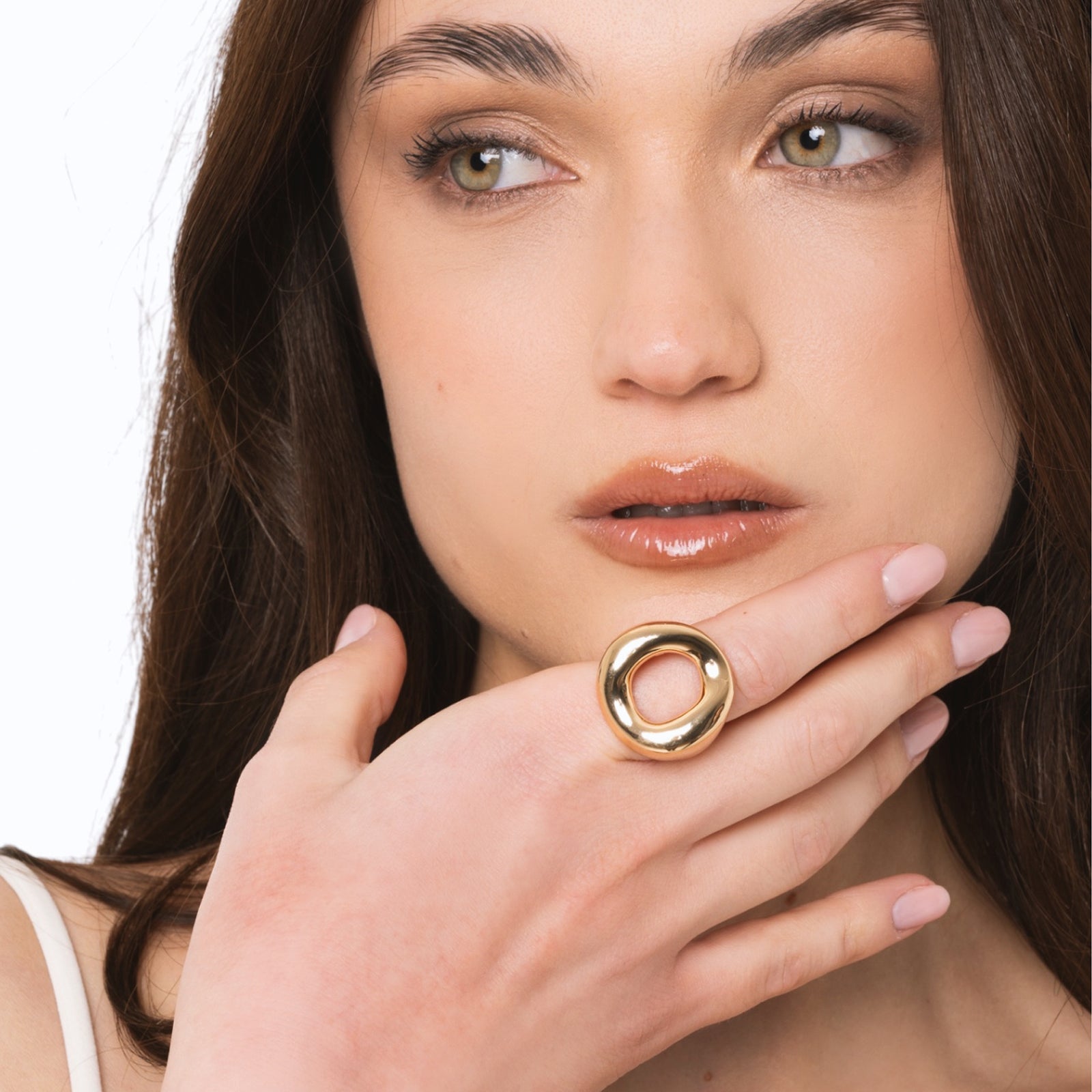 Anello elastico in metallo a base circolare forata - Mya Accessories