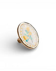 Anello elastico in metallo con pietra ovale in resina decorata con stampa di limoni - Mya Accessories