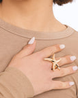 Anello elastico in metallo con stella marina - Mya Accessories