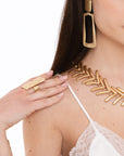 Anello elastico in metallo antichizzato con fronte rettangolare - Mya Accessories