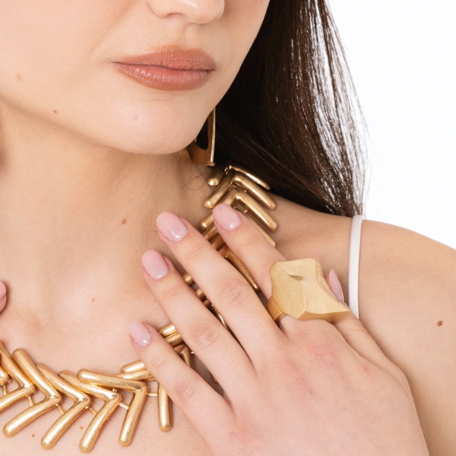 Anello elastico in metallo antichizzato con fronte quadrato - Mya Accessories