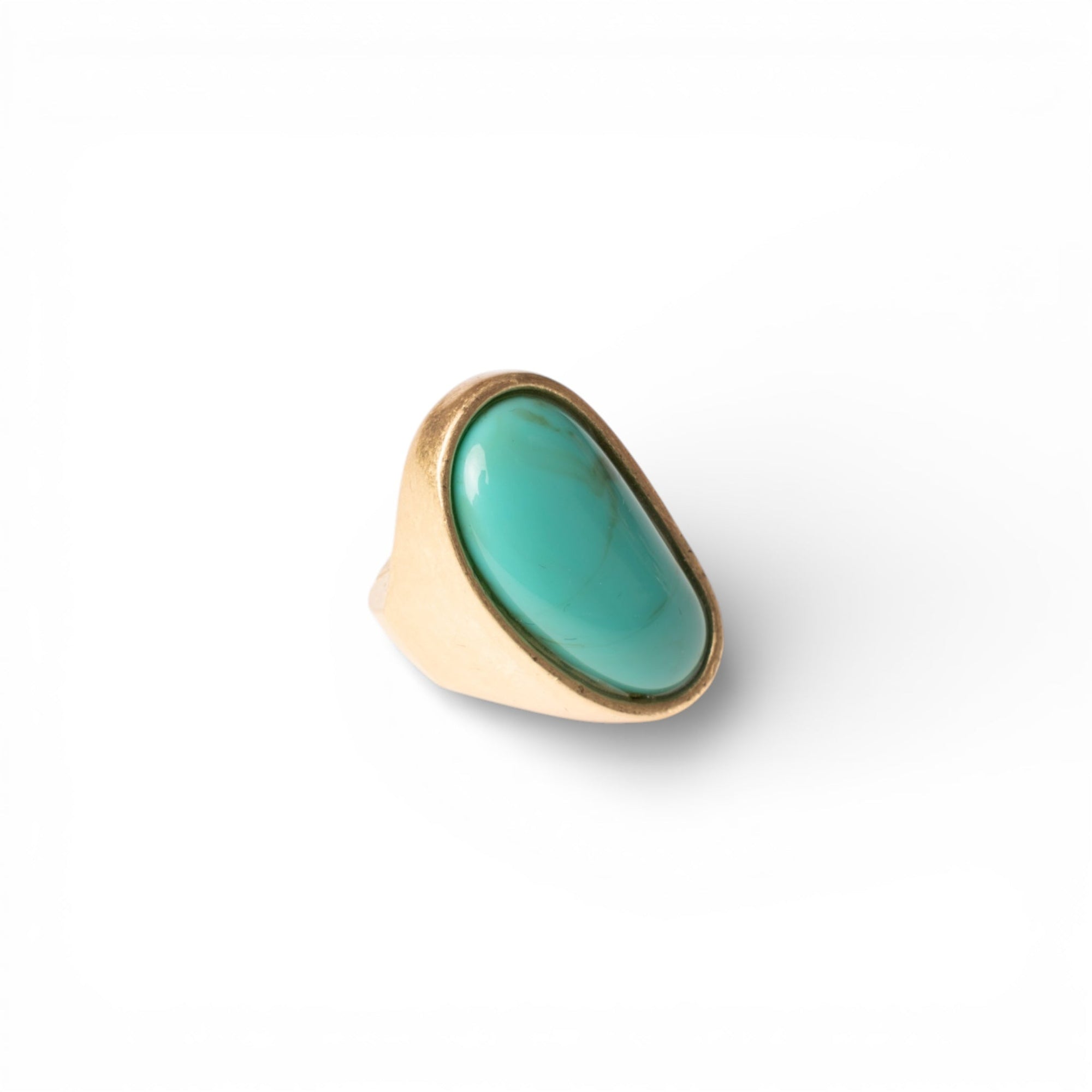 Anello elastico in metallo antichizzato con pietra in resina turchese - Mya Accessories