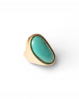 Anello elastico in metallo antichizzato con pietra in resina turchese - Mya Accessories