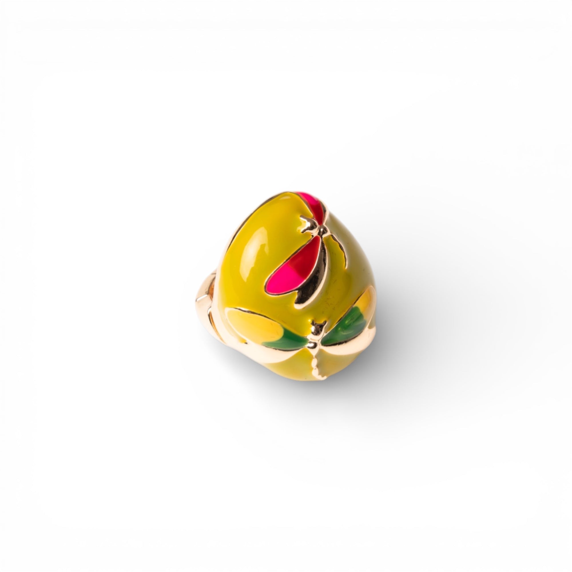 Anello in metallo elastico smaltato verde con design a libellula - Mya Accessories