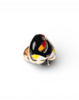 Anello in metallo elastico smaltato nero con design a libellula - Mya Accessories