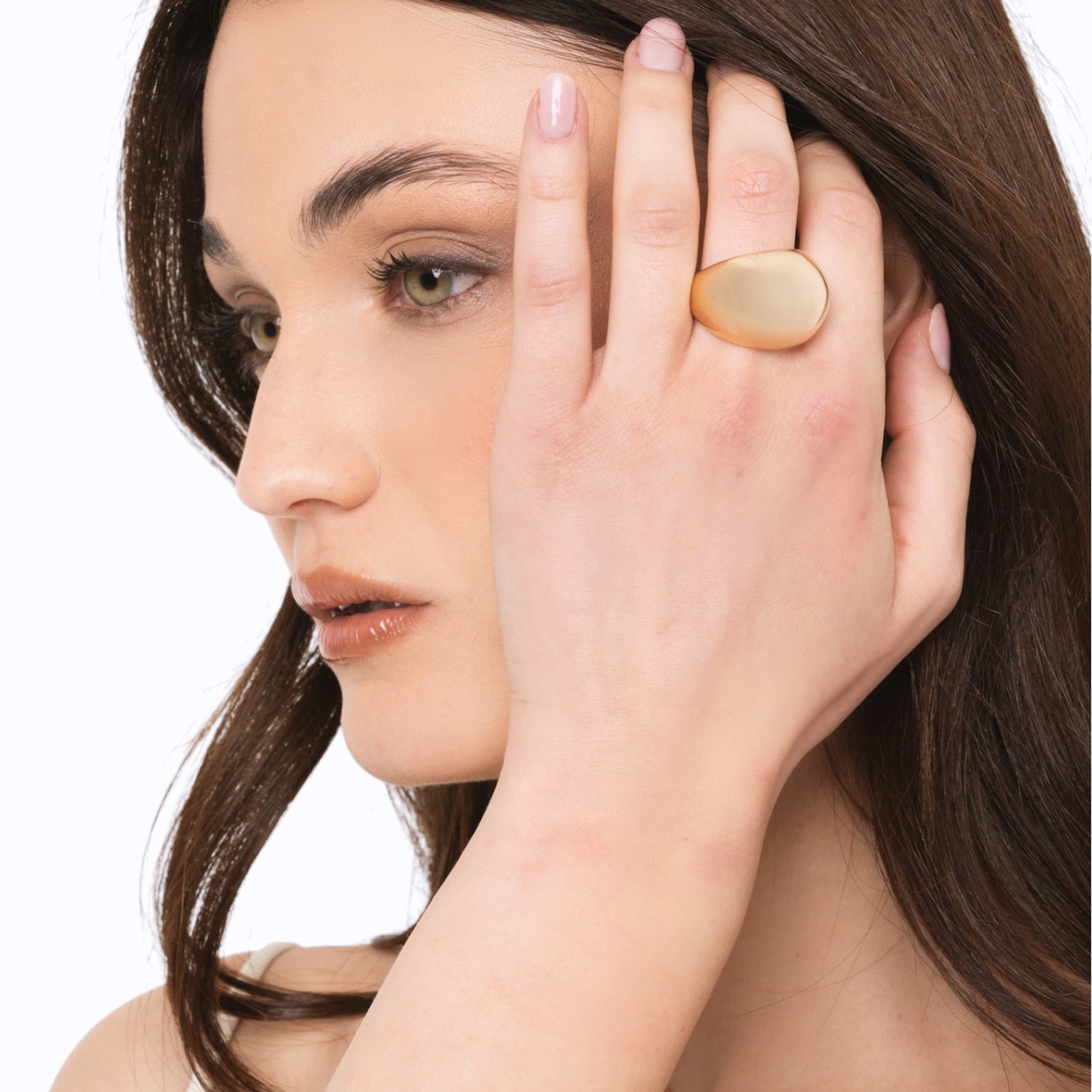 Anello in metallo lucido con fronte bombato - Mya Accessories