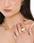 Anello in metallo lucido con taglio trasversale a punta - Mya Accessories