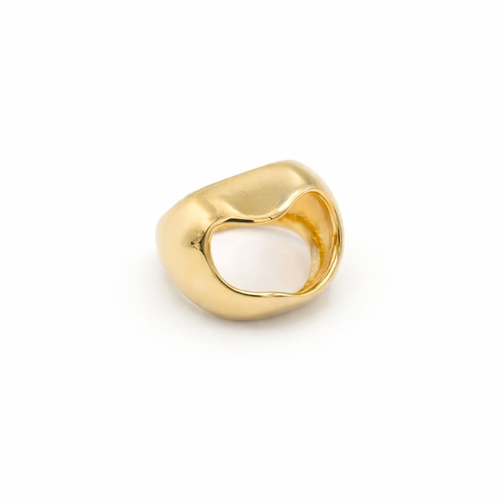 Anello in metallo lucido bombato con foro - Mya Accessories