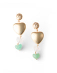 Orecchini pendenti con cuoricini in metallo ed acrilico multi verde - Mya Accessories
