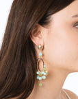 Orecchini pendenti a cerchio con pietre in vetro tono verde - Mya Accessories