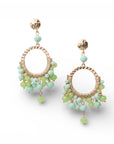 Orecchini pendenti a cerchio con pietre in vetro tono verde - Mya Accessories