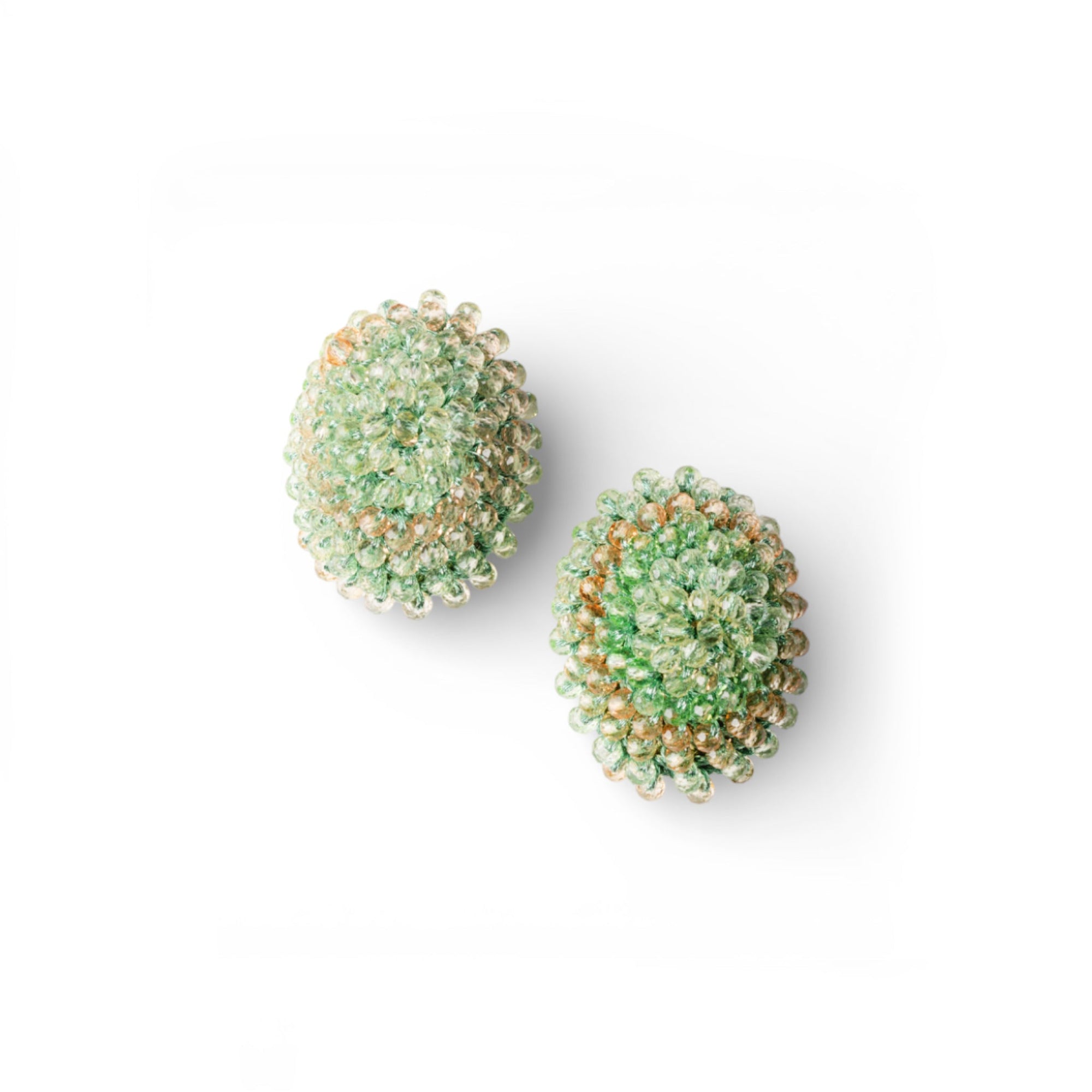 Orecchini a clip ovali con microcristalli in vetro multi verde - Mya Accessories