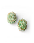 Orecchini a clip ovali con microcristalli in vetro multi verde - Mya Accessories