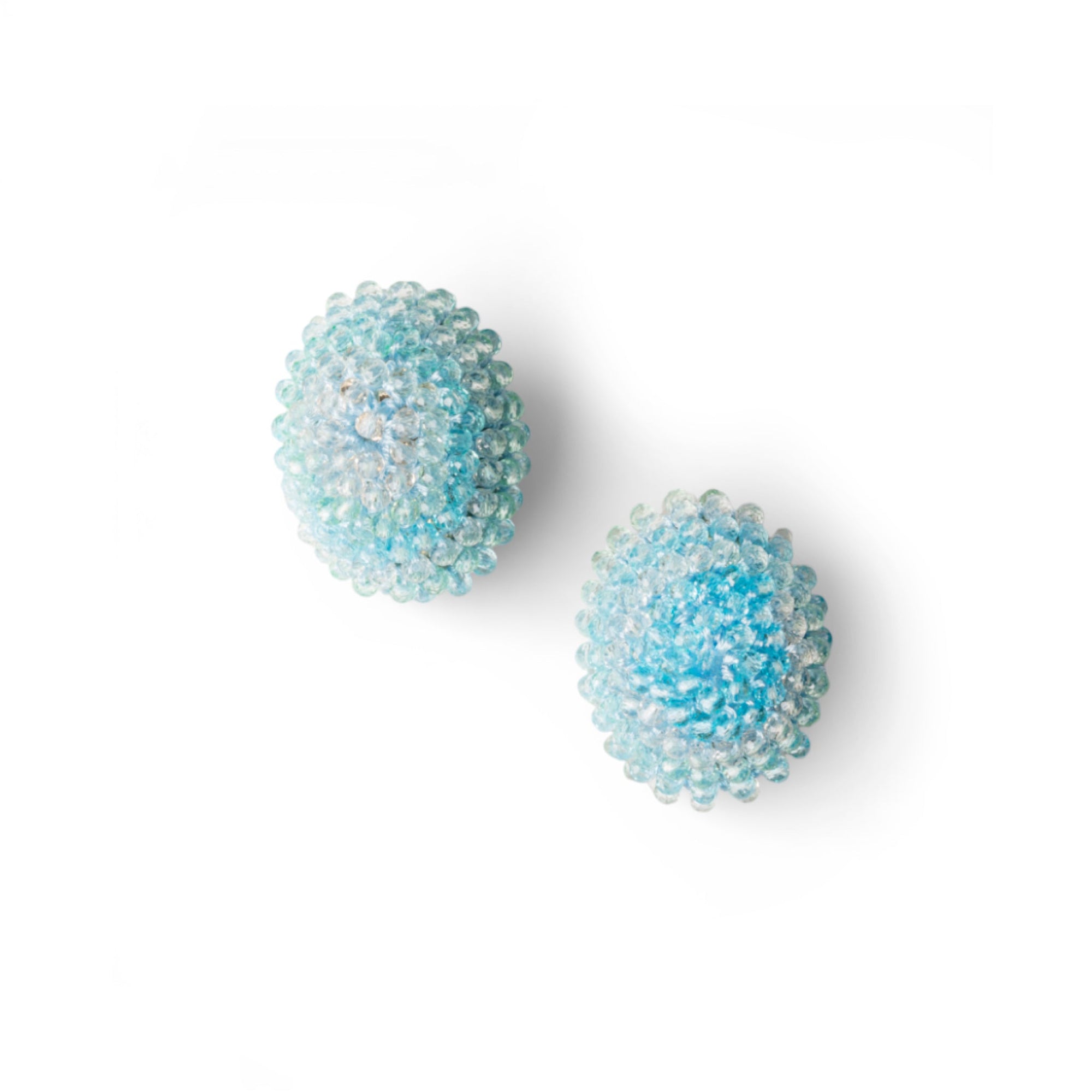 Orecchini a clip ovali con microcristalli in vetro azzurri - Mya Accessories