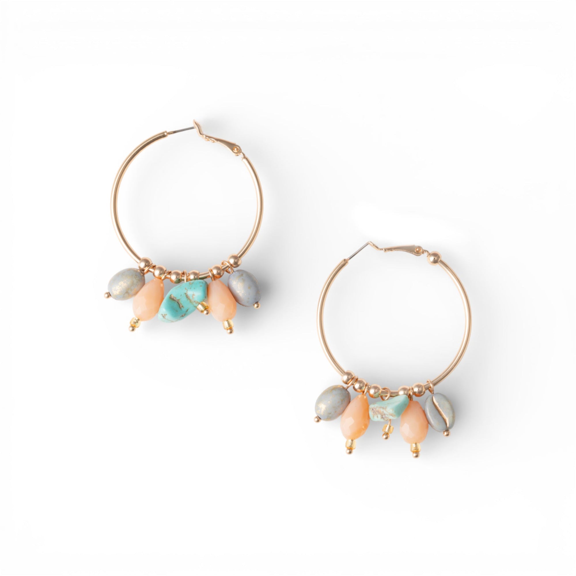 Orecchini a cerchio con pietre dure pendenti multicolore - Mya Accessories