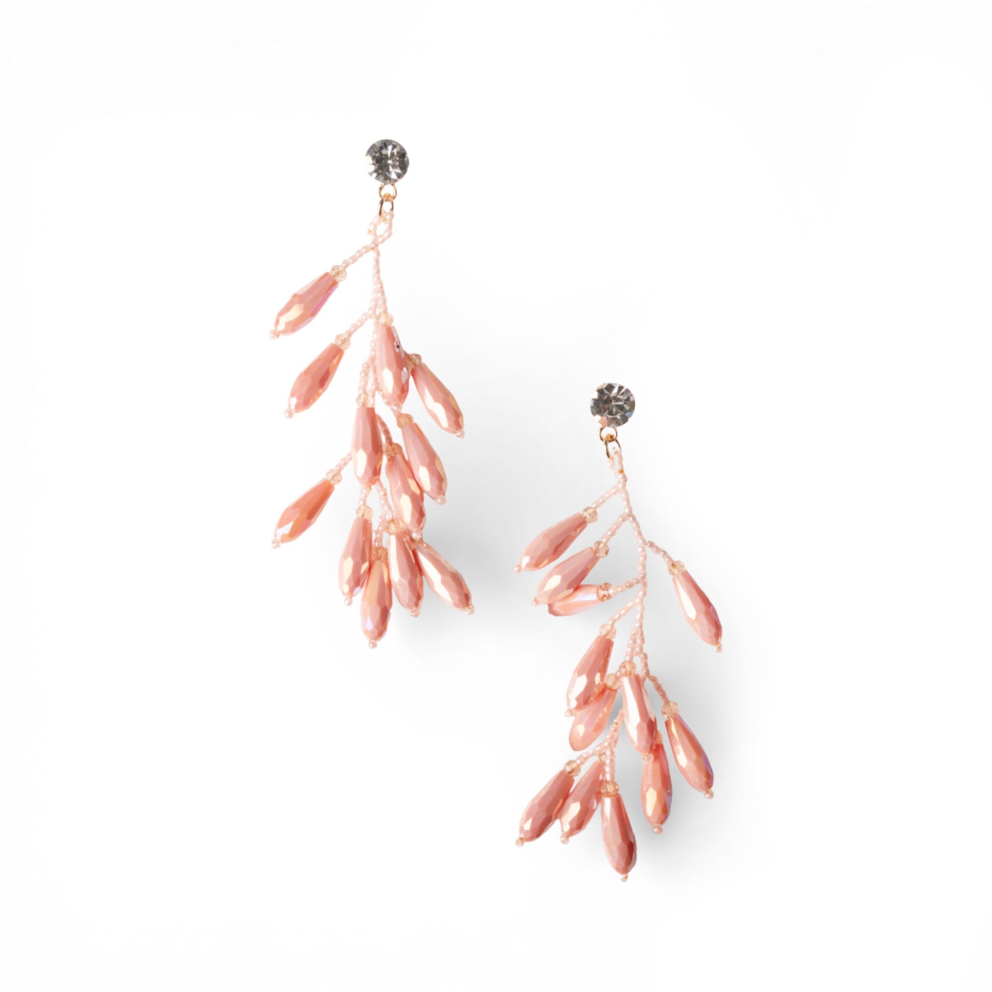 Orecchini pendenti tono rosa con pietre in vetro - Mya Accessories