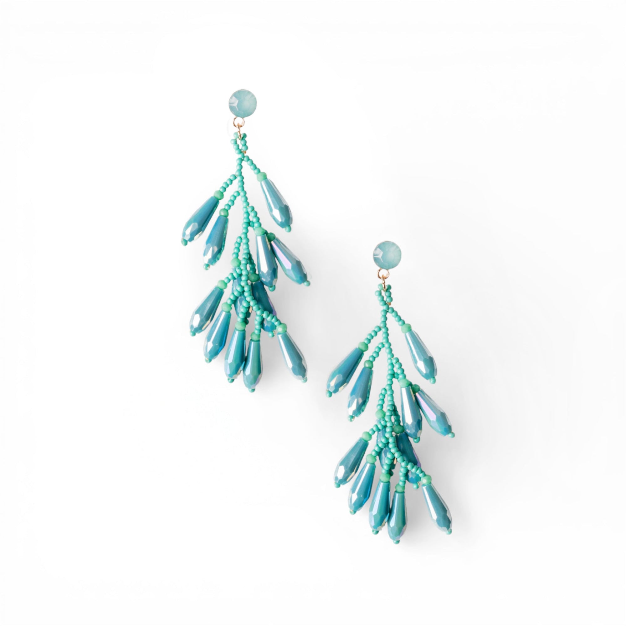 Orecchini pendenti tono celeste con pietre in vetro - Mya Accessories