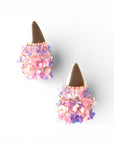 Orecchini con placchetta in metallo e fiorellini pendenti tono rosa - Mya Accessories