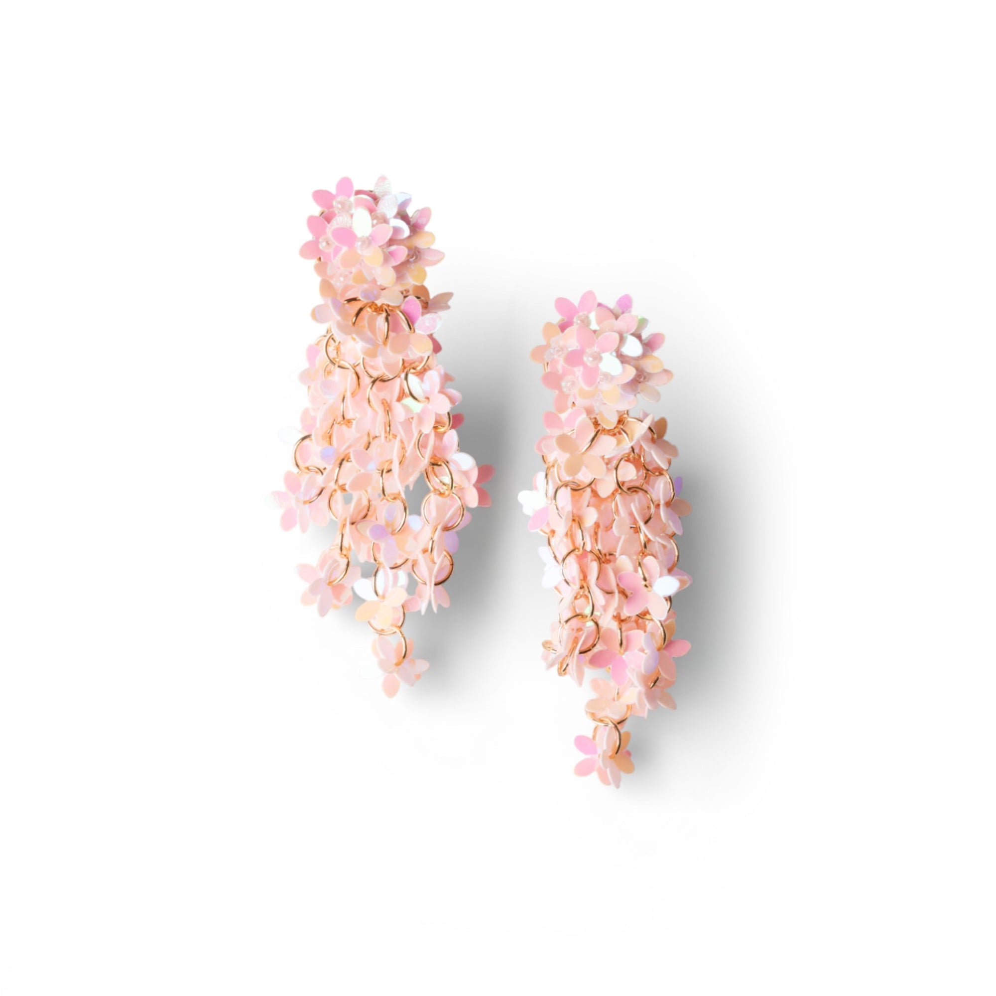 Orecchini pendenti a cascata di fiorellini tono rosa - Mya Accessories