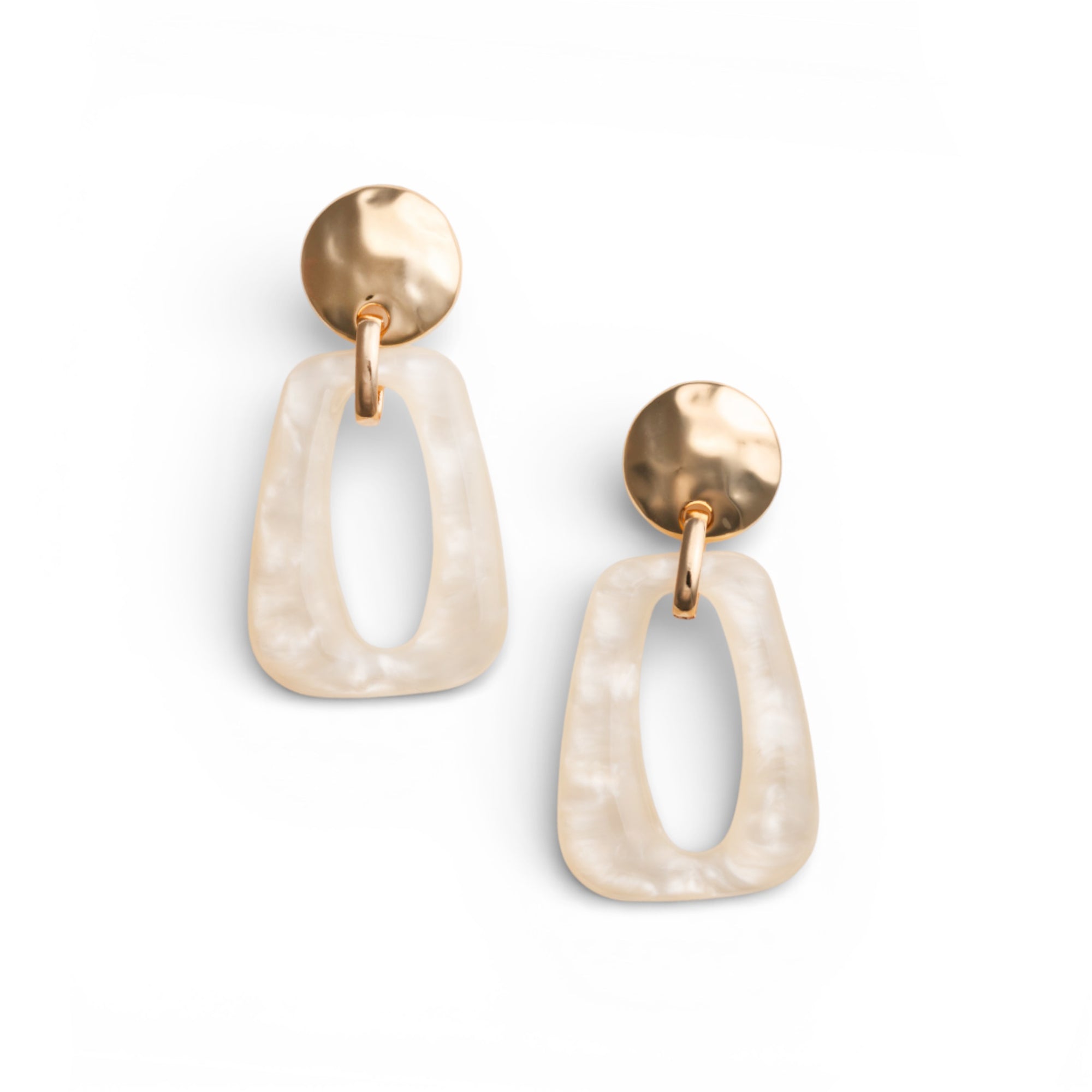 Orecchini pendenti con elemento geometrico in acrilico bianco - Mya Accessories