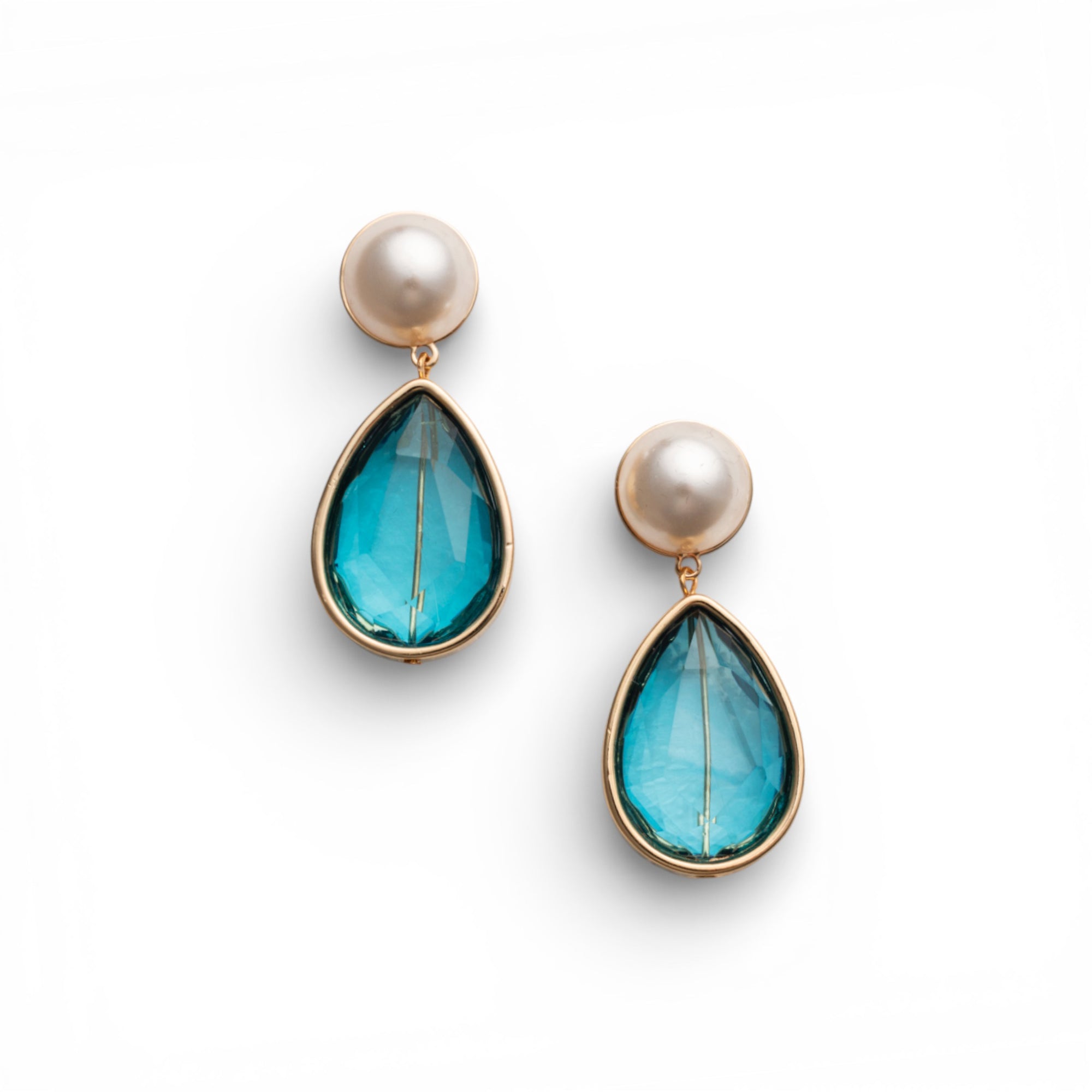 Orecchini pendenti con pietra a goccia in acrilico trasparente blu - Mya Accessories